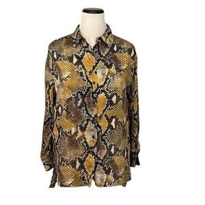 Philosophy Women’s Snake Print Long Sleeve Button Up Shirt Tunic Size M